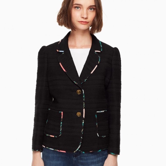 Kate Spade Blossom Black Tweed Blazer